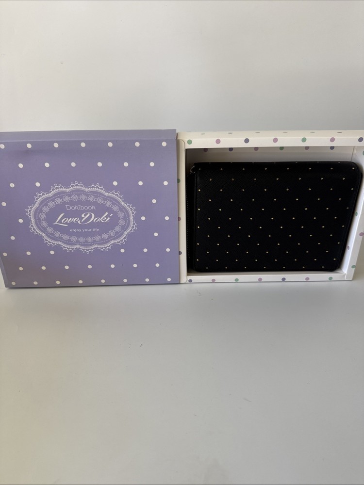 Dokibook Love Doki A5 Planner 6 Ring Binder Black Gold Polka Dot