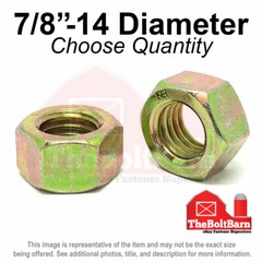 7/8″-14 Grade 8 Finished Hex Nuts Zinc Yellow FINE Thread (Pick Quantity)