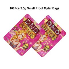 100Pcs Smell Proof Mylar Bags Resealable Zip 3.5g Candy Storage Pouch Food Grade