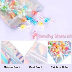 100-400 Smell Proof Mylar Bags Holographic Resealable Food Ziplock Foil Pouches