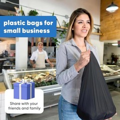 Black Plastic Grocery Bags, 100 Pack, 11.5’x 6.5″ x 21′, 22 Pound Capacity, H…