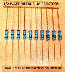 10 pcs 1/2 watt 1% metal film resistors VARIOUS VALUES YOU CHOOSE