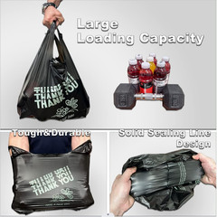 Yoyorain Black Thank You Bags, HEAVY DUTY 22MIC Bags, Black Plastic Bags with Ha