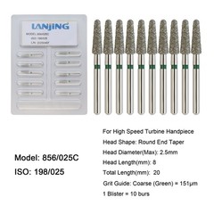 Dental Diamond Burs FG Round End Taper Football Fine Coarse 856 850 High Speed