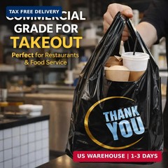 YoYoRain 100 Count Plastic Bags – Black T Shirt Bags with Handle for Retail Shop