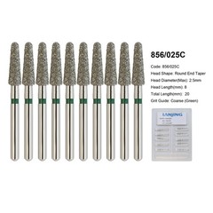 Dental Diamond Burs FG Round End Taper Super Coarse Fine Grit High Speed 856 850