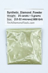 TechDiamondTools Diamond Powder 800 Grit 12-22 Microns, 25 cts = 5 Grams