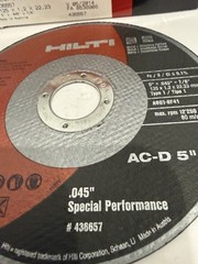 New Qty (25) AC-D Hilti 5” X .045” X 7/8” Cutting Discs, Type 1, 436657