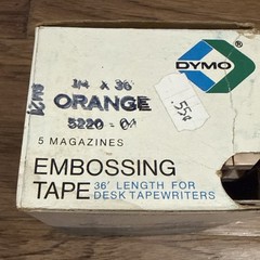 Vintage Box of Dymo Embossing Tape 1/4” x 36’ Orange 1967 For Desk Tapewriters
