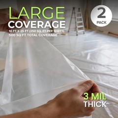 Plastic Sheeting (10′ X 25′) Long, 3 Mil (2 Pack) – UV Protection Poly Sheeting