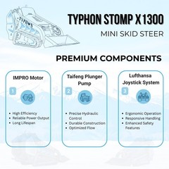 3040lbs TYPHON STOMP X1300 25HP Kubota D1105 EPA Diesel Mini Skid Steer Loader