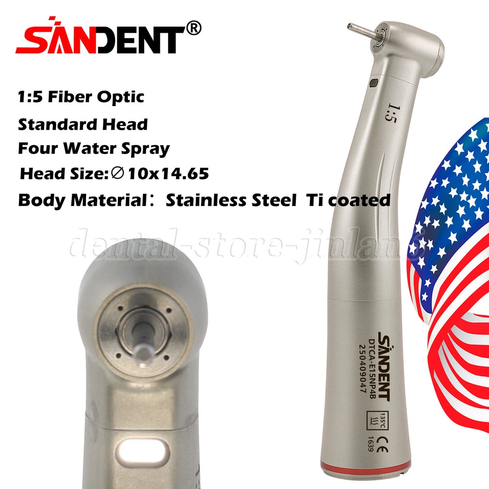 Dental 1:5 LED Fiber Optic Contra Angle Handpiece 4 Sprays Fit NSK Ti-MAX X95L