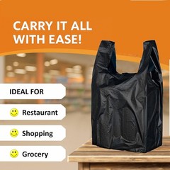 12×6.5×22 Inches Black Plastic Shopping Bags for Grocery Takeout 3000 Pcs