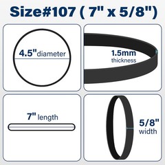 Large Rubber Bands Heavy Duty 30PCS Size #107 Black Elastic Long Rubber Bands