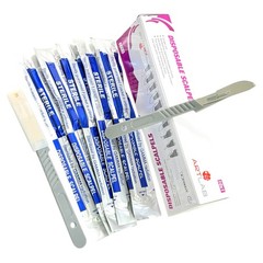 10 PK DISPOSABLE SCALPELS #22-SINGLE USE – DISSECTING, SURGICAL, DERMAPLANING