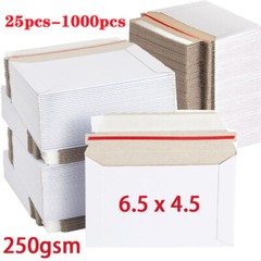 25-1000pcs 6.5 x 4.5 White RIGID PHOTO SHIPPING FLATS CARDBOARD ENVELOPE MAILERS
