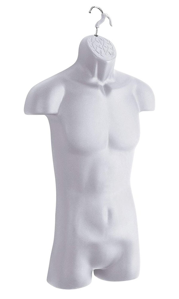 Clothing Display Torso Form Fits S – L Hanging Male Mannequin White Hollow Back