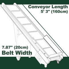 62″L Electric Incline Conveyor Machine, Max. 35.4″H Lift, 7.87″W Rubber PVC Belt