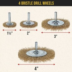 12-Piece Abrasive Brass-Coated Wire Wheel, Cup & End Brush Set, 1/4″ Drill Shank