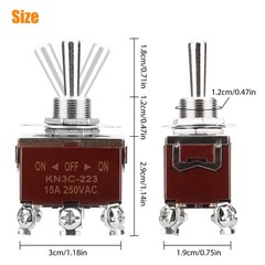 3X Heavy Duty DPDT ON/OFF/ON Toggle Switch 20A 125V/15A 250V Terminal Waterproof