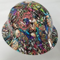 NEW FULL BRIM Hard Hat custom hydro dipped ADULT CARTOON STICKER BOMB NEW
