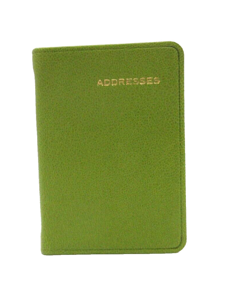 Address Book MINI 3×4″ Leather Cover 160 Tabbed Pgs Post Miniatures Bright Green