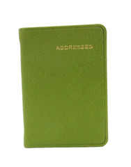 Address Book MINI 3×4″ Leather Cover 160 Tabbed Pgs Post Miniatures Bright Green