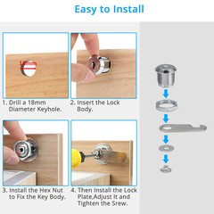 5/8″ 1″ 1 1/8″ Keyed Cylinder Cam Locks Tool Box File Cabinet Desk Drawer w/Keys