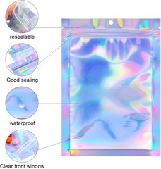 Holographic Mylar Bags Smell Proof Food Storage Resealable Ziplock Foil Pouch