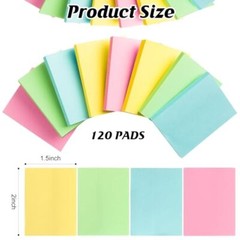 Sticky Notes Bulk 1.5 x 2 Inch Mini Self Stick Pads Assorted 120 Classic Color