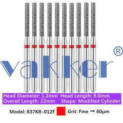 10pc Dental FG Diamond Burs for High Speed Flat/Round End Cylinder Polishing Bur