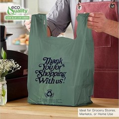 12×6.5×22 Inches Green Plastic Shopping Bags for Grocery Takeout Retail 480 Pcs