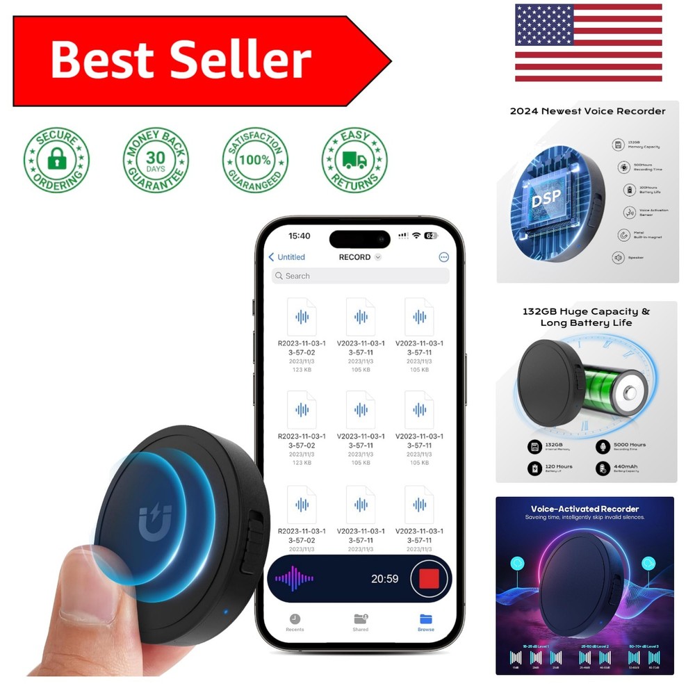 High-Capacity Voice Recorder with AI Noise Cancellation & USB-C Compatibility