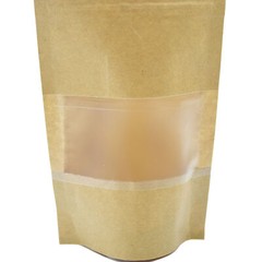 100 Kraft Stand Up Resealable Bags Snack Packaging Pouch w/Window Many Sizes