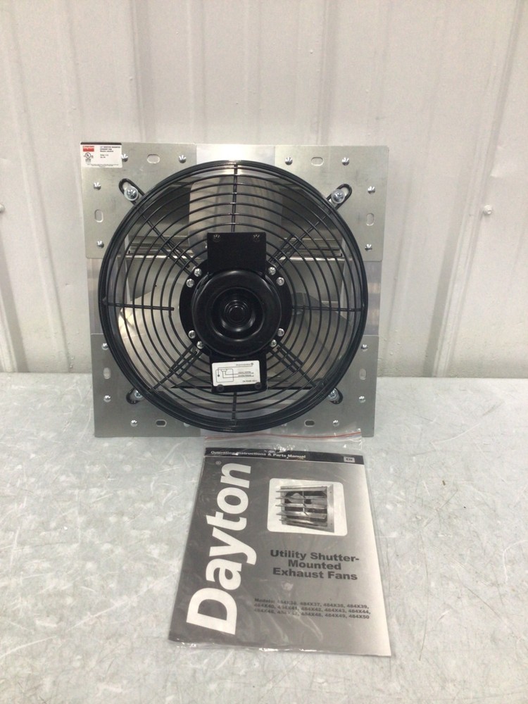 DAYTON – 484X38 Shutter Mount Exhaust Fan 12 in Blade Totally Enclosed 1/15 hp