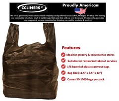 Member’s Mark Black T-Shirt Carryout Bags (1,000 ct.), Size 11.5″ x 6.5″ x 22″