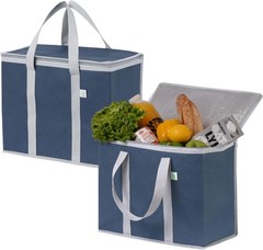 2 Pack Cooler Bag and Insulated Grocery Bags for Food Delivery, Collapsible
