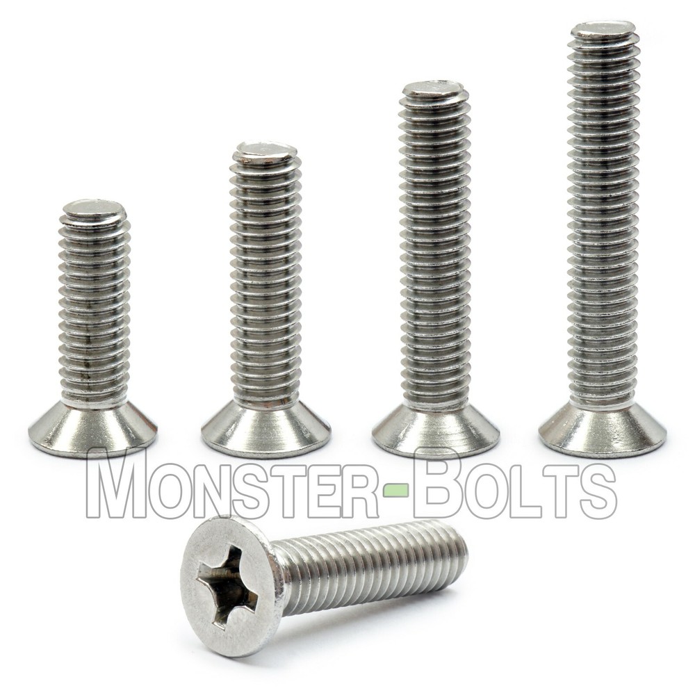 #6-32 Phillips Flat Head Machine Screws, 82° Countersunk A2 18-8 Stainless Steel