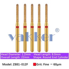 Vakker 5pc Dental Zirconica FG Diamond Burs Z881-012FFine Round End Cylinder