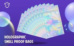200 Quantity STASHIELD Holographic Smell Proof Mylar Bags Resealable Packaging