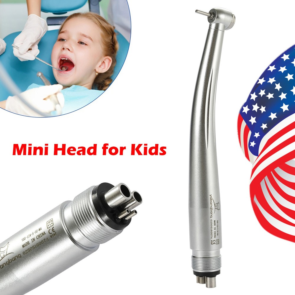 Mini Small Head Dental High Speed Handpiece Pediatric No/LED Fiber Optic 4Hole