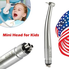 Mini Small Head Dental High Speed Handpiece Pediatric No/LED Fiber Optic 4Hole