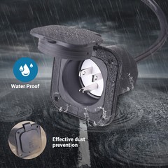 15 Amp 125V AC Power Inlet Port Plug with Integrated 18″ Extension Cord for Boat