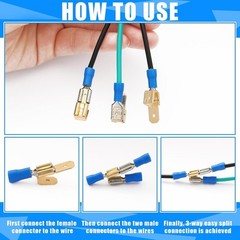 25 Pcs Piggyback Spade Connectors, 3 Way Adapter Dual Male to Single Female B…