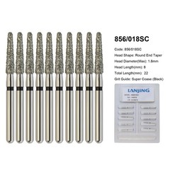 Dental Diamond Burs FG Round End Taper Super Coarse Fine Grit High Speed 856 850