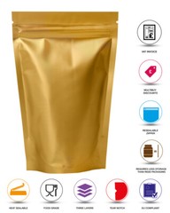 MATT FINISH FOIL ZIP LOCK RESEALABLE BAGS STAND UP POUCHES FOOD GRADE HEAT SEAL