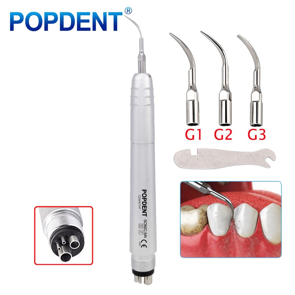 Dental Ultrasonic Air Perio Scaler Handpiece Hygienist 2 4-Holes 3 Tips POPDENT