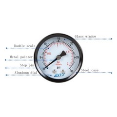 General Dry Pressure Gauge, 1.5″ Dia, 0-30 psi, 1/8 NPT Back Mount ( pack of 1)