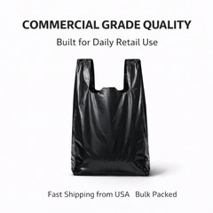 Bags 1/6 21 x 6.5 x 11.5 Extra Heavy Duty 1.18 Mil BLACK T-Shirt Plastic Grocery