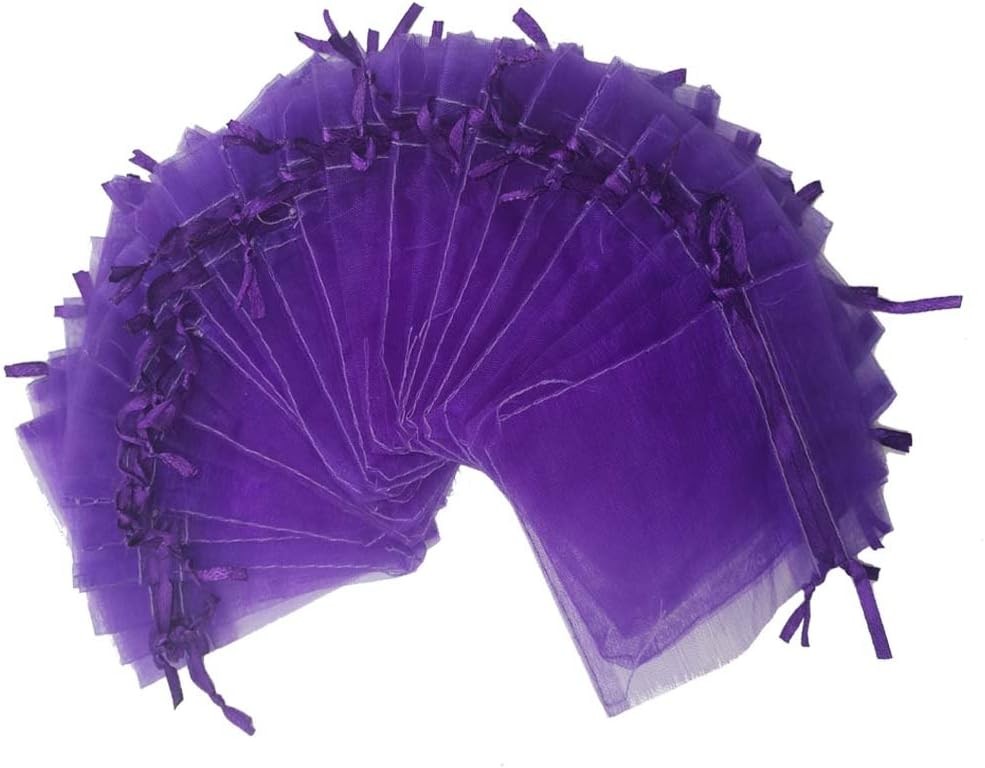 100pcs Sheer Organza Favor Bags 3×4” Jewelry 1 Count (Pack of 100), purple